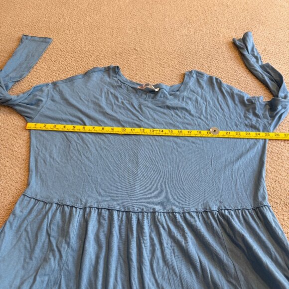 Free People Beach Maxi Dress Cameron Boho Oversized LS Blue MEDIUM #OB1675544 - Picture 7 of 16